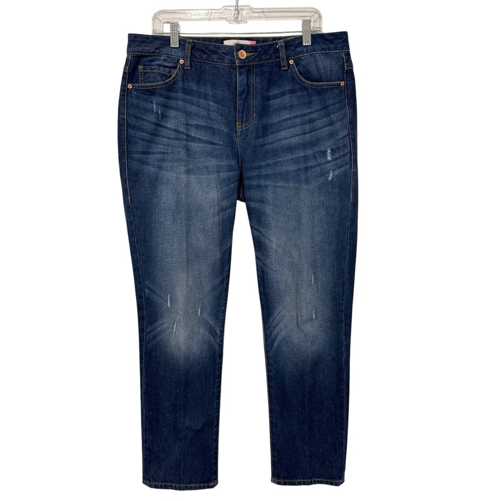 CAbi Malibu Jeans Women's Size 12 Blue Straight Slim Stretch Denim Dark Wash